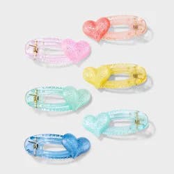 Heart Hair Clips - 6pk - Cat & Jack™: Solid Pattern, All Hair Types, Plastic and Iron