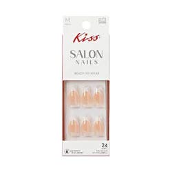 KISS Products Kiss Salon French Tip Press-On Fake Nails Medium Almond - Delight - 25ct