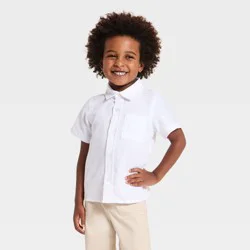 Toddler Boys' Short Sleeve Button-Down Shirt - Cat & Jack™ White 3T
