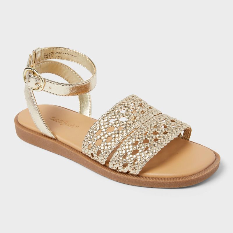 slide 1 of 4, Kids' Edwina Woven Sandals - Cat & Jack™ Gold 13, 1 ct