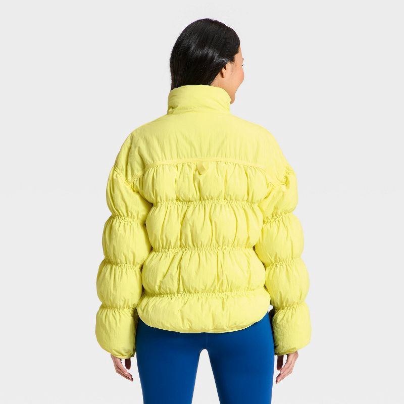 slide 3 of 3, Women's Puffer Jacket - JoyLab™ Yellow S, 1 ct
