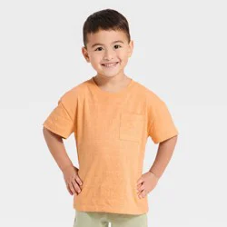 Toddler Boys' Short Sleeve Jacquard Oversized T-Shirt - Cat & Jack™ Orange 12M
