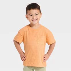 Toddler Boys' Short Sleeve Jacquard Oversized T-Shirt - Cat & Jack™ Orange 2T