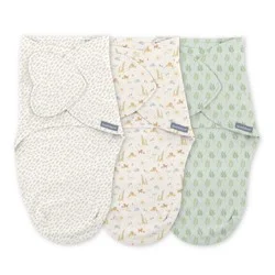 SwaddleMe by Ingenuity Baby Monogram Collection 3pk Swaddle Wraps - Safari 0-3m