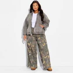 Women's Hooded Zip-Up Denim Jacket - Wild Fable™ Gray Wash XXL