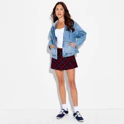 Women's Hooded Zip-Up Denim Jacket - Wild Fable™ Medium Wash S