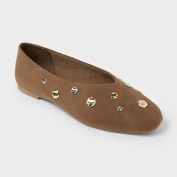 Women's Sammie Flats with Memory Foam Insole - A New Day™ Dark Taupe 7