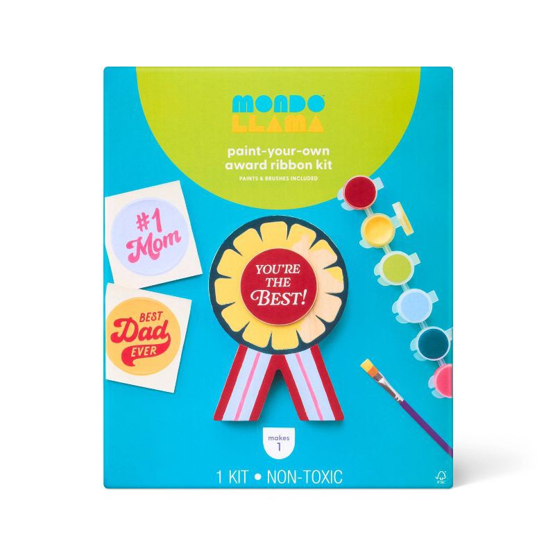 slide 1 of 4, Father's Day Craft Wood Ribbon Painting Activity Kit - Mondo Llama™, 1 ct