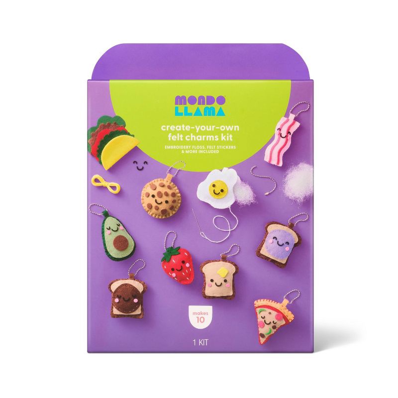 slide 1 of 4, 10ct Mini Felt Food Key Chain Sewing Activity Kit - Mondo Llama™, 10 ct