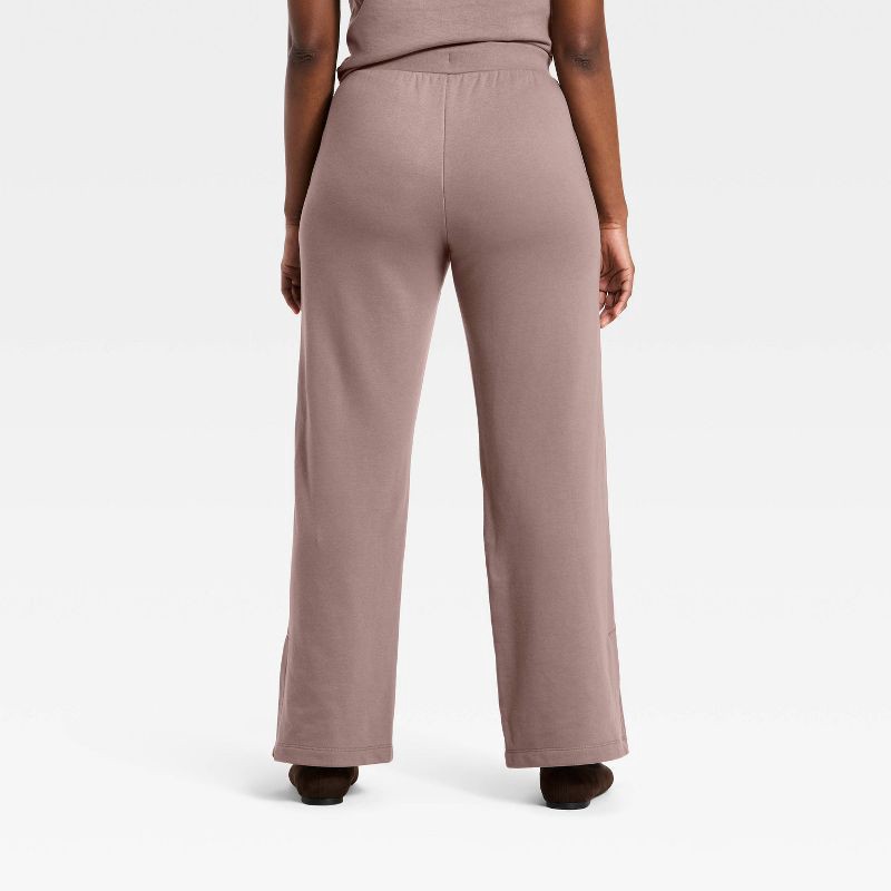 slide 2 of 3, Women's Mid-Rise Wide Leg French Terry Pants - A New Day™ Gray S, 1 ct