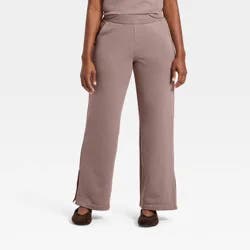 Women's Mid-Rise Wide Leg French Terry Pants - A New Day™ Gray S