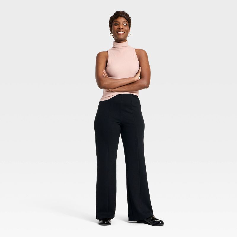 slide 3 of 3, Women's High-Rise Ponte Pull-On Pants - A New Day™ Black L, 1 ct