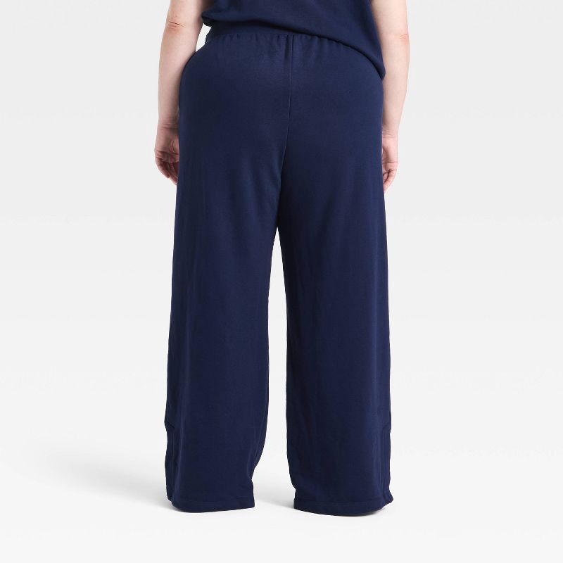 slide 2 of 3, Women's Mid-Rise Wide Leg French Terry Pants - A New Day™ Navy XXL, 1 ct