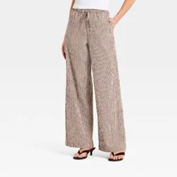 Women's Seersucker Effortless Pull-On Pants - A New Day™ Brown S
