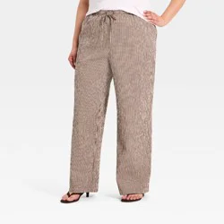 Women's Seersucker Effortless Pull-On Pants - A New Day™ Brown XXL