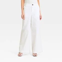 Women's Faux Linen Trousers - A New Day™ White 14