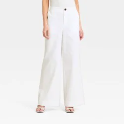 Women's Faux Linen Trousers - A New Day™ White 16