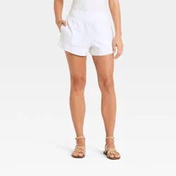 Women's Linen Pull-On Shorts - A New Day™ White L