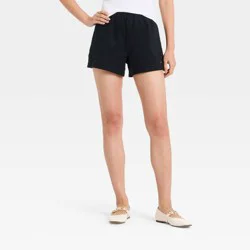 Women's Knit Eyelet Leisure Shorts - A New Day™ Black XL