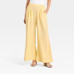Women's Relaxed Linen Trousers - A New Day™ Yellow S