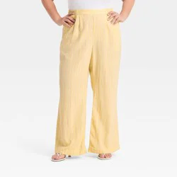 Women's Relaxed Linen Trousers - A New Day™ Yellow XXL