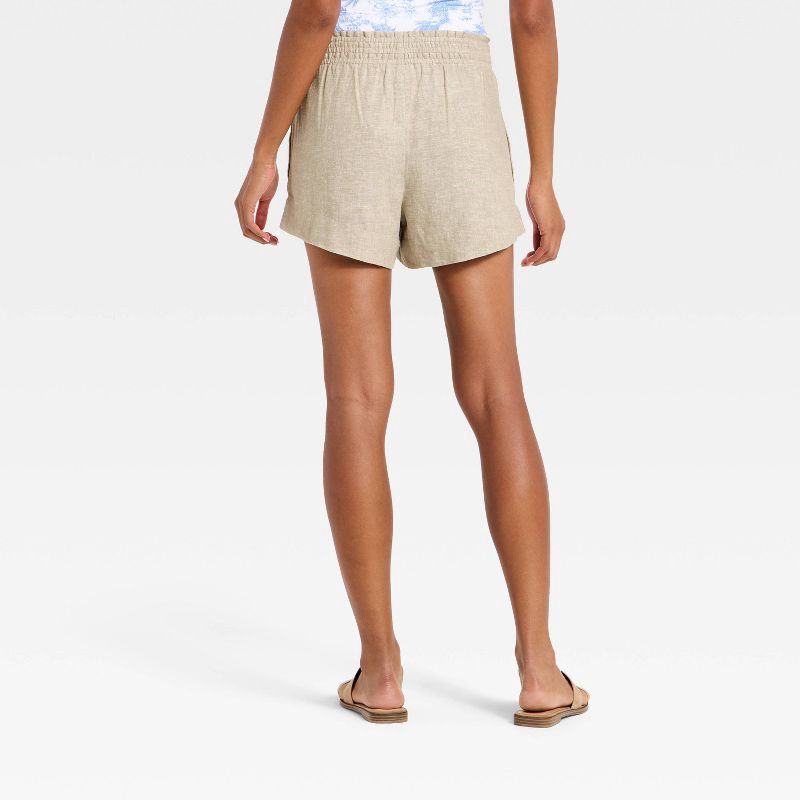 slide 2 of 3, Women's Linen Pull-On Shorts - A New Day™ Beige M, 1 ct