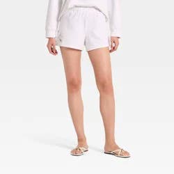 Women's Knit Eyelet Leisure Shorts - A New Day™ White S