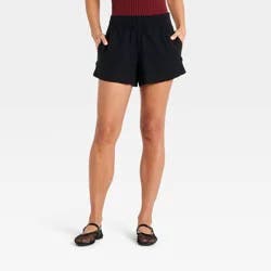 Women's Linen Pull-On Shorts - A New Day™ Black XS