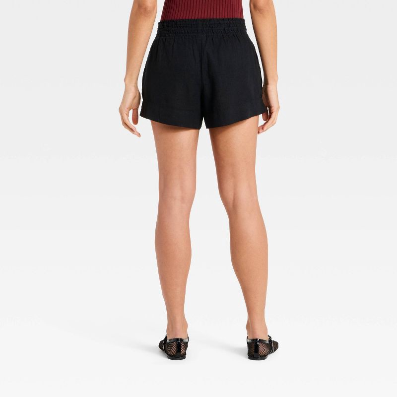 slide 2 of 3, Women's Linen Pull-On Shorts - A New Day™ Black M, 1 ct