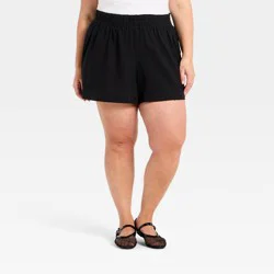 Women's Linen Pull-On Shorts - A New Day™ Black XXL