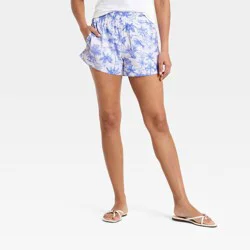 Women's Linen Pull-On Shorts - A New Day™ Blue Toile M