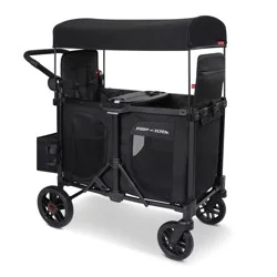 Radio Flyer Voya 2.0 XT 2 Seat Stroller Wagon - Black: All-Terrain Tires, Removable Cup Holder, 5-Point Harness, Adjustable Handle