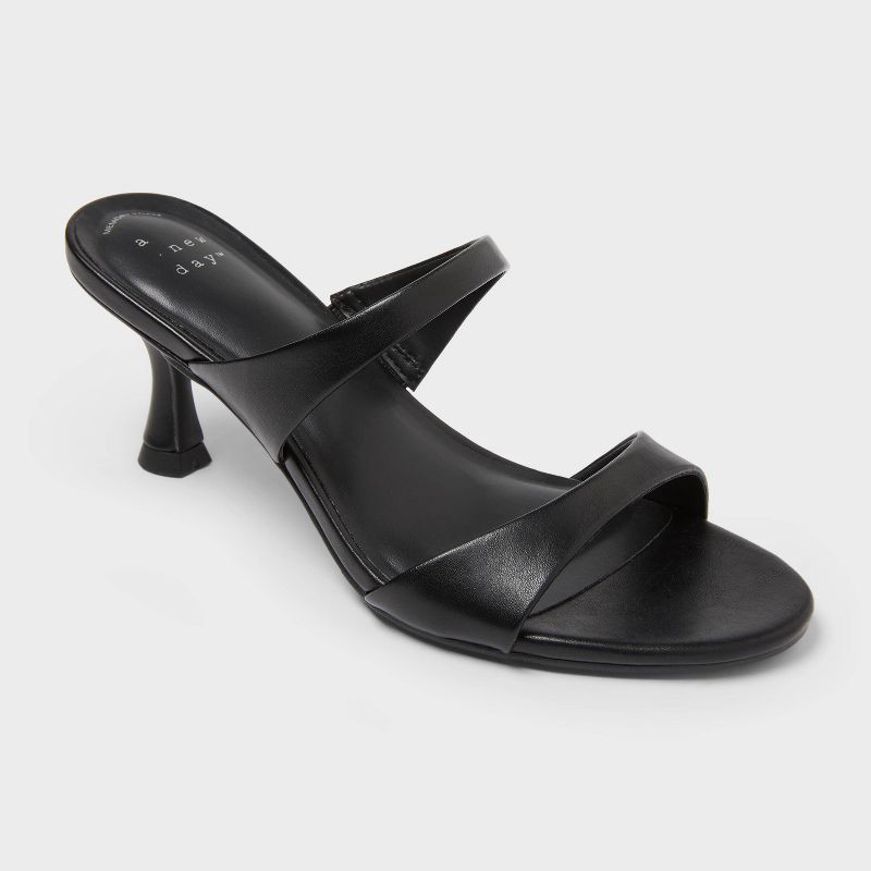 slide 1 of 4, Women's Paige Heels with Memory Foam Insole - A New Day™ Black 8.5, 1 ct