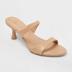 Women's Paige Heels with Memory Foam Insole - A New Day™ Tan 7.5