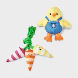 11.7" Chick & Carrots Plush Rope Dog Toy - Boots & Barkley™ 2pk