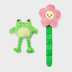 Flower and Frog Animal and Plush Dog Toy - Boots & Barkley™ 2ct