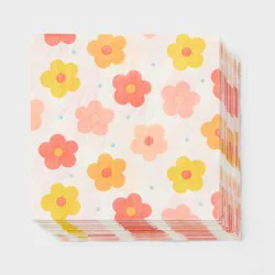 30ct Retro Flower Lunch Napkins Pink/Orange - Spritz™