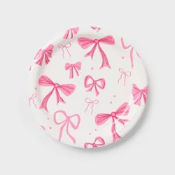 20ct Hot Pink Bows Snack Paper Plates - Spritz™