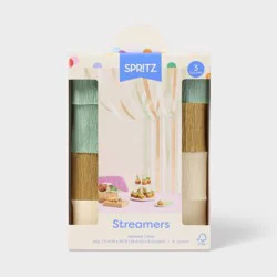 8pk Paper Crepe Streamers Sage/Cream/Gold - Spritz™