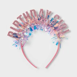 Birthday Girl Pink Tinsel Wearable Headband - Spritz™