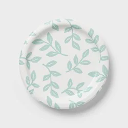 20ct Sage Botanical Leaves Snack Paper Plates - Spritz™