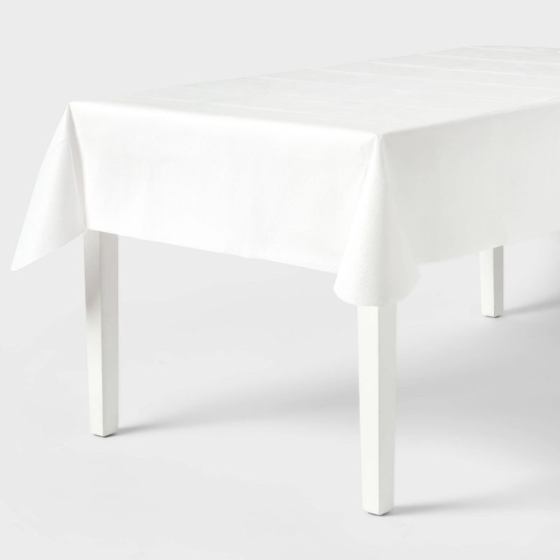 slide 1 of 3, Reusable Vinyl Table Cover White - Spritz™, 1 ct