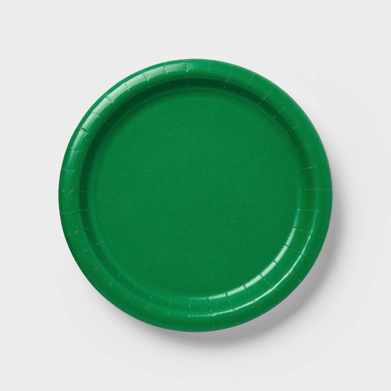 slide 1 of 3, 20ct Green Dinner Paper Plates - Spritz™, 20 ct