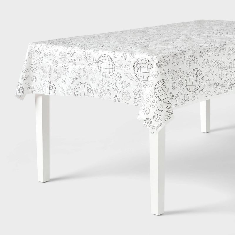 slide 1 of 3, Retro Disco Icon Color Your Own Personalizable Table Cover - Spritz™, 1 ct