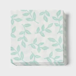 30ct Botanical Leaves Lunch Napkins Sage - Spritz™