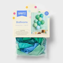 20ct Latex Party Balloons Blue & Green Mixed Pack - Spritz™