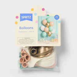 20ct Latex Party Balloons Neutral Pack Sage/White/Gold/Blush - Spritz™