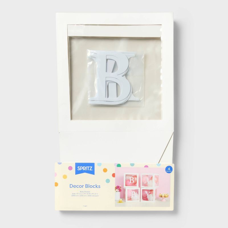 slide 1 of 3, 4ct Baby Boxes with Letters for Baby Shower Wedding Gender Reveal - Spritz™, 4 ct