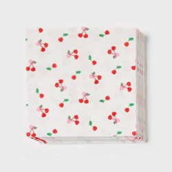30ct Ditsy Bow Cherry Birthday Lunch Napkins - Spritz™