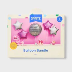 5ct Disco Foil Balloon Bouquet Pink - Spritz™